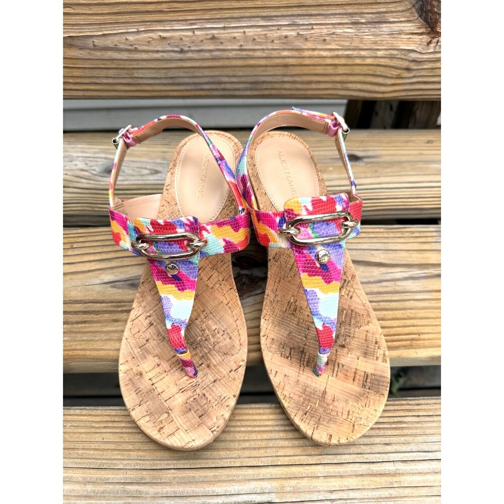 Alex Marie Women’s Colorful Cork Wedge Sandals Size 8.5 Espadrille Platform